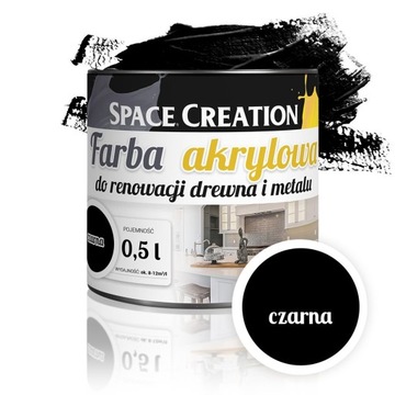 Farba akrylowa Czarna do renowacj mebli Paint 0,5l