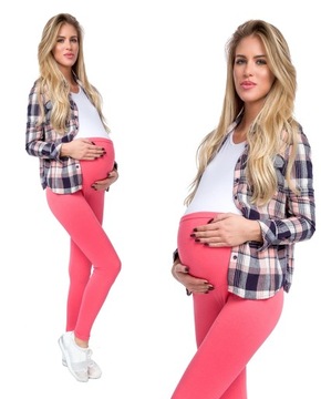LEGGINSY CIĄŻOWE bawełniane getry z panelem ciążowym XXL/44