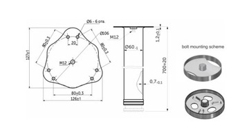 ХРОМИРОВАННАЯ НОЖКА ДЛЯ СТОЛА L-710 1 комплект. 4 шт.