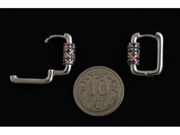 Kolczyki srebrne Prostokąt z cyrkoniami multikolor k3510- 3,4 g.