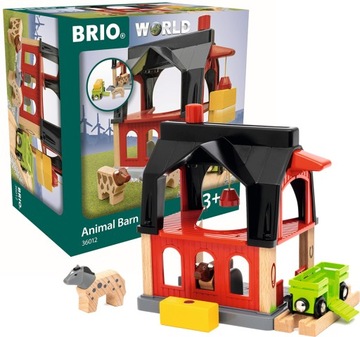ZESTAW STODOŁA ZWIERZĘTA WAGON PODNOŚNIK BRIO 36012