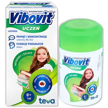 Vibovit Uczeń Witaminy + żelazo, po 8 roku życia, 30 tabletek do ssania