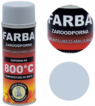 FARBA ŻAROODPORNA SPRAY DO KOMINKA PIECA GRILLA 400 ML HANSA SREBRNY 800°C