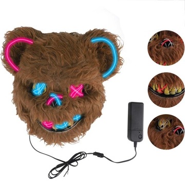 PLUSZOWA MASKA NIEDŹWIEDZIA LED NA HALLOWEEN MASKA