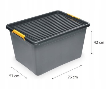 ПРОЧНЫЙ КОНТЕЙНЕР ДЛЯ ХРАНЕНИЯ С КРЫШКОЙ 145 Л, серый