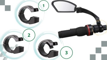 ВЕЛОСИПЕДНОЕ ЗЕРКАЛО ЗАДНЕЕ СЛЕВА, РЕГУЛИРОВКА УГЛА РУЛЯ