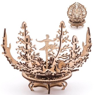 Puzzle 3D Kwiat Szkatułka BALETNICA Ugears MODEL MECHANICZNY drewniany
