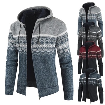 Fashion Autumn Winter Men's Hooded Cardigan Slim F