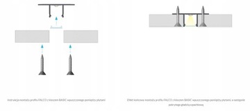 АЛЮМИНИЕВЫЙ СВЕТОДИОДНЫЙ ПРОФИЛЬ ДЛЯ ГИПСОКАРТОНА ГИПСОВЫЕ ПЛИТЫ ТИПА FALCO, БЕЛЫЙ 3М С Рассеивателем