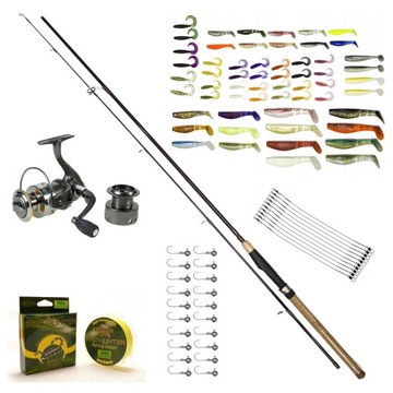 Zestaw wędkarski spinningowy PRO, wędka 2,4m + KOŁOWROTEK - ZEST-W-05-10s