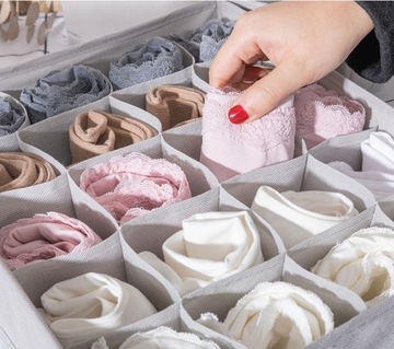 3x ВСТАВКА-ОРГАНИЗАТОР ДЛЯ БЕЛЬЯ В ЯЩИК ГАРДЕРОБА серый