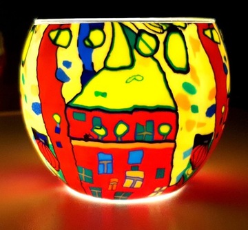 LAMPION WITRAŻOWY NA T-LIGHT MEDYTACJA JOGA
