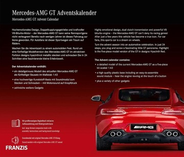 FRANZIS Mercedes-AMG GT kalendarz adwentowy, metalowy zestaw w skali 1:43