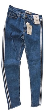 Primark spodnie jeansowe skinny z lampasem 36
