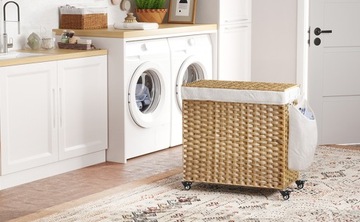 Отдельностоящая корзина для белья Songmics 140л, оттенки коричневого и бежевого