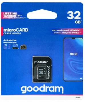 Карта памяти Goodram micro SD SDHC 32 ГБ + адаптер