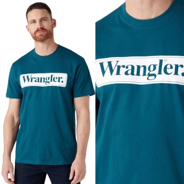 Wrangler TEE Deep Teal Green ZIELONY T-SHIRT KOSZULKA Z LOGO REGULAR M