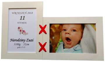 Ramka metryczka ze zdjęciem, prezent na chrzest