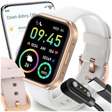 SMARTWATCH ZEGAREK MENU DAMSKI ROZMOWY POLSKIE SPORT PULS WATCH SMART SMS