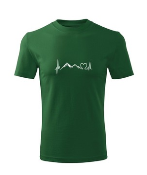 Koszulka T-shirt męska M403 GÓRY EKG GÓRSKIE zielona rozm M