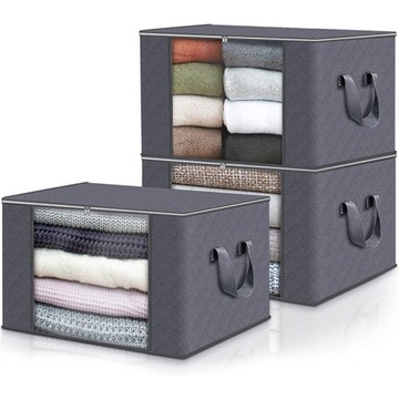 3X ORGANIZER POKROWIEC POJEMNIK NA POŚCIEL UBRANIA KOŁDRĘ KOCE -55x32x35cm