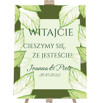 DREWNIANA TABLICA POWITALNA ŚLUB 50x70cm PERSONALIZOWANA Y7