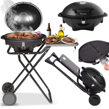 GRILL ELEKTRYCZNY STOJĄCY 2W1 OGRODOWY BALKONOWY SKŁADANY 2400W 190 °C