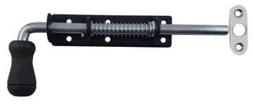 ZASUWA SPRĘŻYNOWA 200 DREWNIANA RĄCZKA DO BRAMY CZARNA