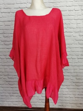 Made in Italy czerwona tunika oversize 100% len