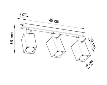 LAMPA SUFITOWA PLAFON MERIDA 3-PUNKTOWA SZARA LISTWA DO JADALNI SOLLUX