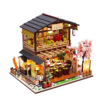 Miniaturowy domek DIY Sakura sushi Japonia Tokio Azja