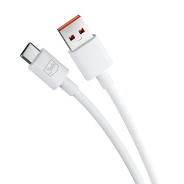 Biały Kabel Przejściówka USB -A do USB-C 60W 3A 1.2m - 3mk Hyper Cable