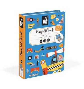 Układanka magnetyczna Magnetibook Pojazdy - zabawka edukacyjna, 3+, Janod