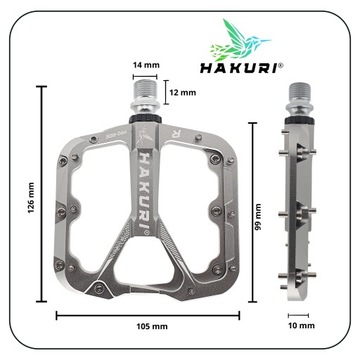 PEDAŁY ROWEROWE HAKURI ALUMINIOWE 3 ŁOŻYSKA LEKKIE PLATFORMOWE MTB DH TRIAL