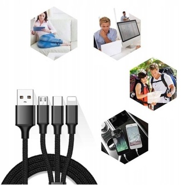 Кабель 3в1 для Lightning, Type C, mini USB — iPhone