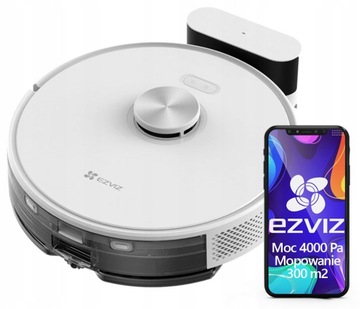 Robot Sprzątający Zmywający EZVIZ RE4 Odkurzacz Mocny 4000Pa Aplikacja Wifi