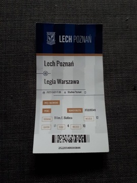 Bilet Lech Poznań - Legia Warszawa - 1.10.2022