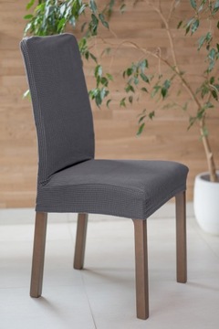 Чехлы на стул, комплект из 4 шт. ТЕМНО-СЕРЫЙ ЖАККАРДовый плюш