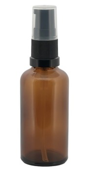 Butelka szklana brązowa 50 ml z pompką czarną
