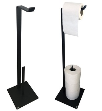 STOJAK NA PAPIER TOALETOWY + ZAPAS WIESZAK STOJĄCY METALOWY SOLIDNY CZARNY