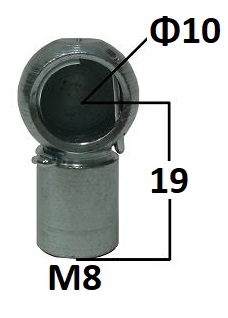 Gniazdo kulowe otwór 10mm gwint M8 dł. 19mm
