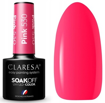 Claresa Lakier Hybrydowy do paznokci PINK 530 intensywny neonowy róż