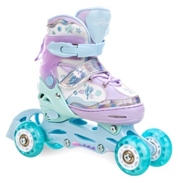 Роликовые коньки 3в1 регулируемые RAVEN Isla Violet 34-37 LED колеса