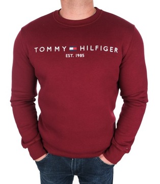 BLUZA TOMMY HILFIGER MĘSKA DUŻE LOGO KLASYCZNA BORDOWA BORDO XXL