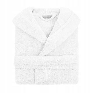 MĘSKI SZLAFROK BAWEŁNIANY Z KAPTUREM BIAŁY XS