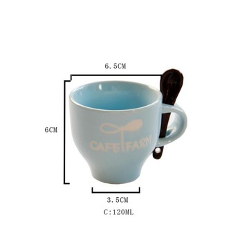 1 шт. мини-керамическая кружка с милыми буквами и узором, однотонная кофейная чашка, 120 мл, синяя