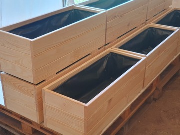 САДОВЫЙ ЦВЕТОЧНЫЙ ГОРШОК ДЕРЕВЯННЫЙ ГОРШОК С ВСТАВКОЙ из ФОЛЬГИ ЦВЕТЫ 100 СМ В СБОРЕ!!