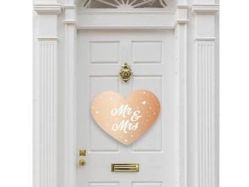 Dekoracja na drzwi Mr & Mrs 1szt Ślub Wesele