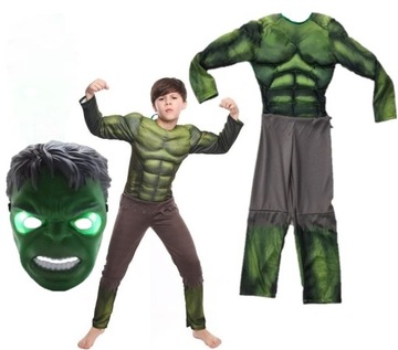STRÓJ PRZEBRANIE HULK MASKA LED RĘKAWICE