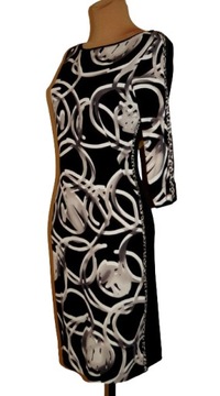 MARC CAIN MARCCAIN czarna sukienka w piękne wzory NOWA 38